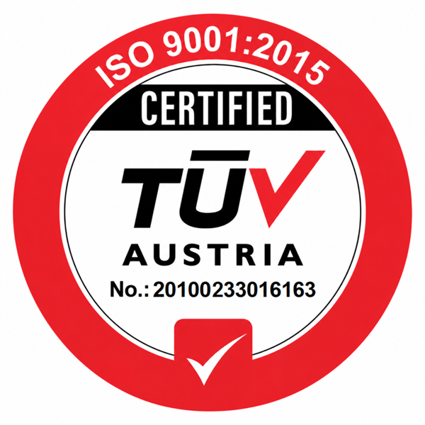 ISO 9001:2015 TÜV Austria certified badge